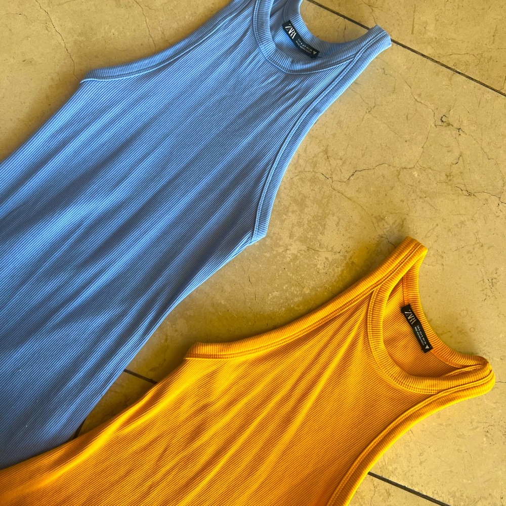 Zara Ribbed Dresses Orange + Blue